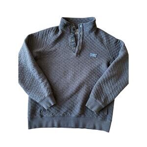 L.L.Bean Traditional Fit Dark Gray Quilted Thermal M Reg Quarter Button Pullover